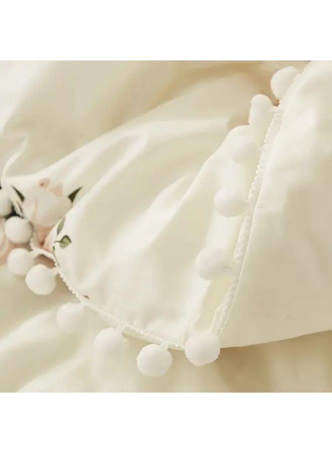 Polychrome Floral Pompom Duvet Cover Set 102 36 x 86 61 Inches with 2 Pillowcases - Image 4